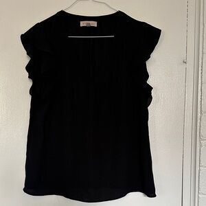 Philosophy Black Ruffle Sleeve V-Neck Blouse